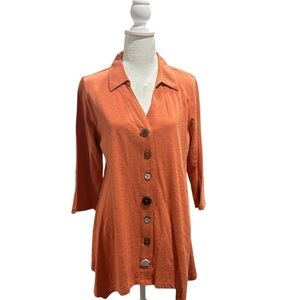 Soft surroundings Danielle Women's Orange Button-Up‎ Top New